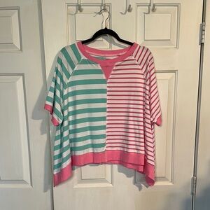 Teal and pink top size medium